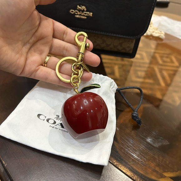 Coach charm apple Red Keychain with Gold Accents - Picture 4 of 6
